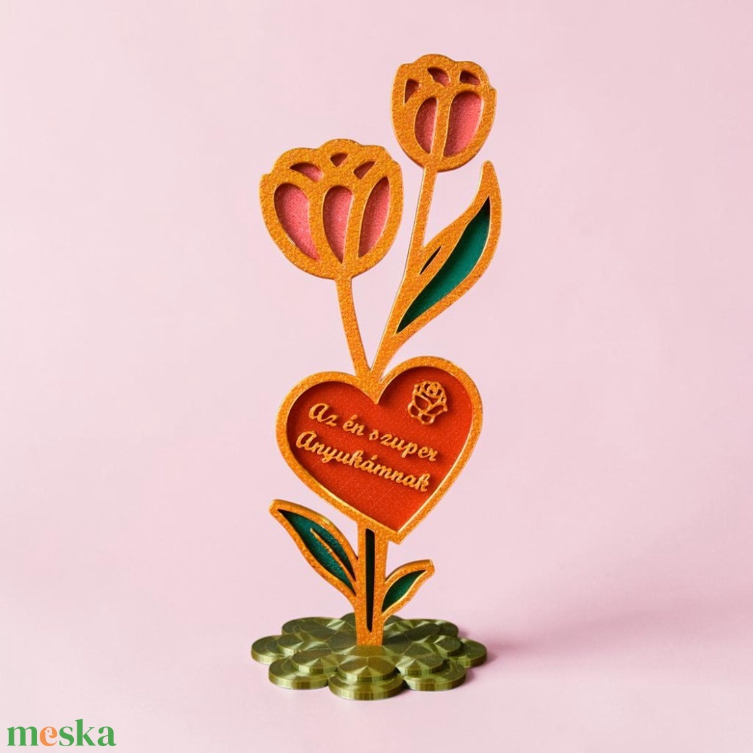 Személyre szabható örök tulipán asztali dísz Anyák napjára - otthon & életmód - virágdekoráció - virágdíszek - asztali virágdísz - Meska.hu