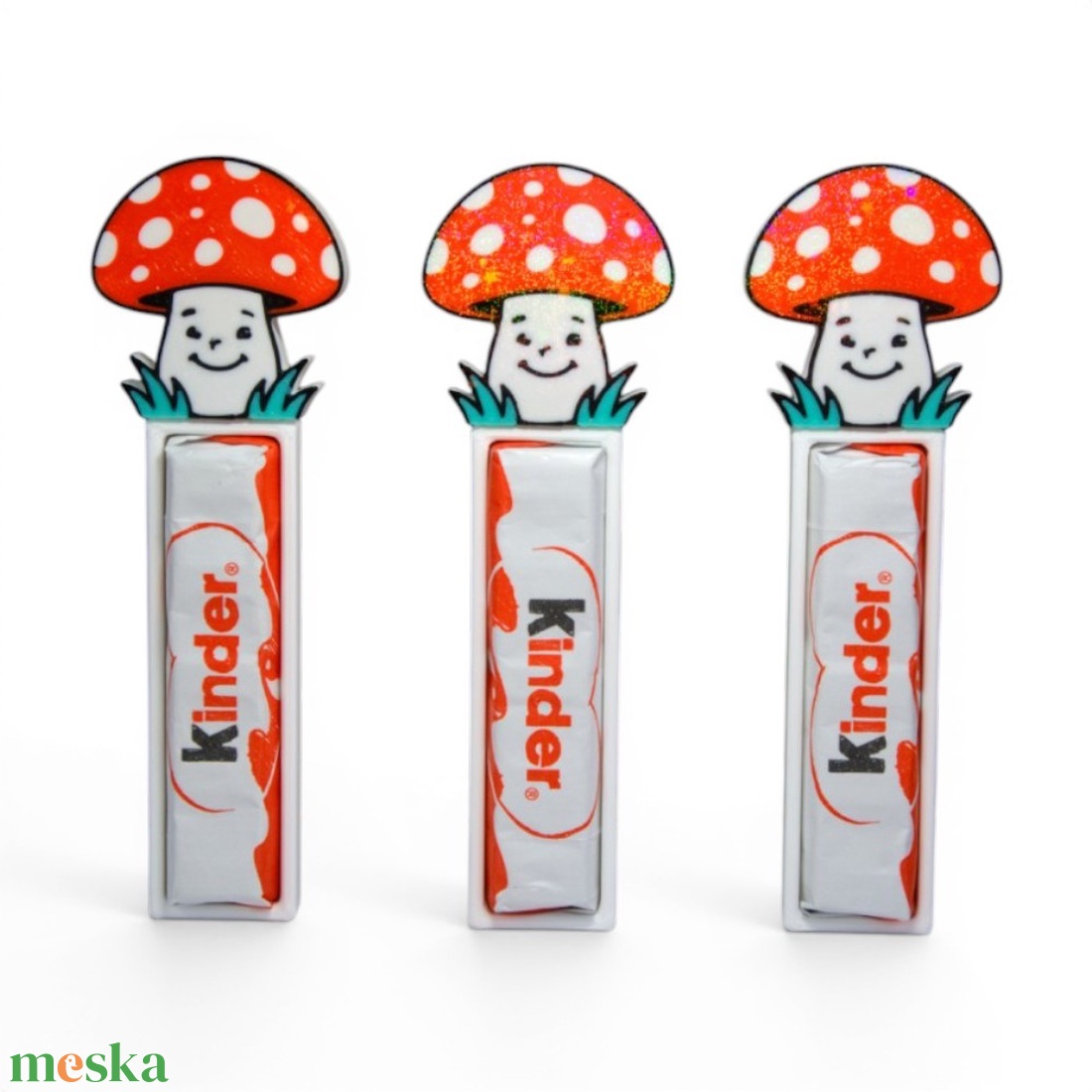 Gomba ovis jel kinder csokoládé tartó óvodai ballagási ajándék fényben csillogó felülettel - játék & sport - ovis felszerelés - óvodai jelek - Meska.hu