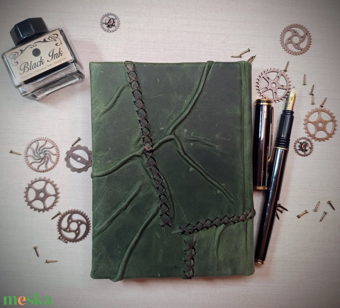Steampunk bőrkötsű notesz A6 - otthon & életmód - papír, írószer - jegyzetfüzet & napló - Meska.hu