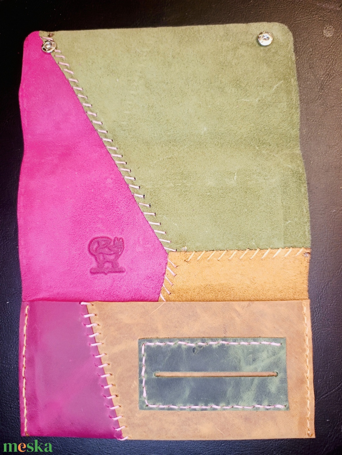 Bohm patchwork bőr dohánytartó cigipapír zsebbel - táska & tok - pénztárca & más tok - dohánytasak & szütyő - Meska.hu