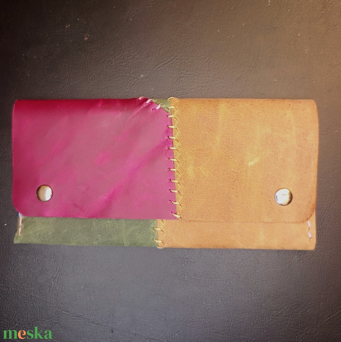 Bohm patchwork bőr dohánytartó cigipapír zsebbel - táska & tok - pénztárca & más tok - dohánytasak & szütyő - Meska.hu