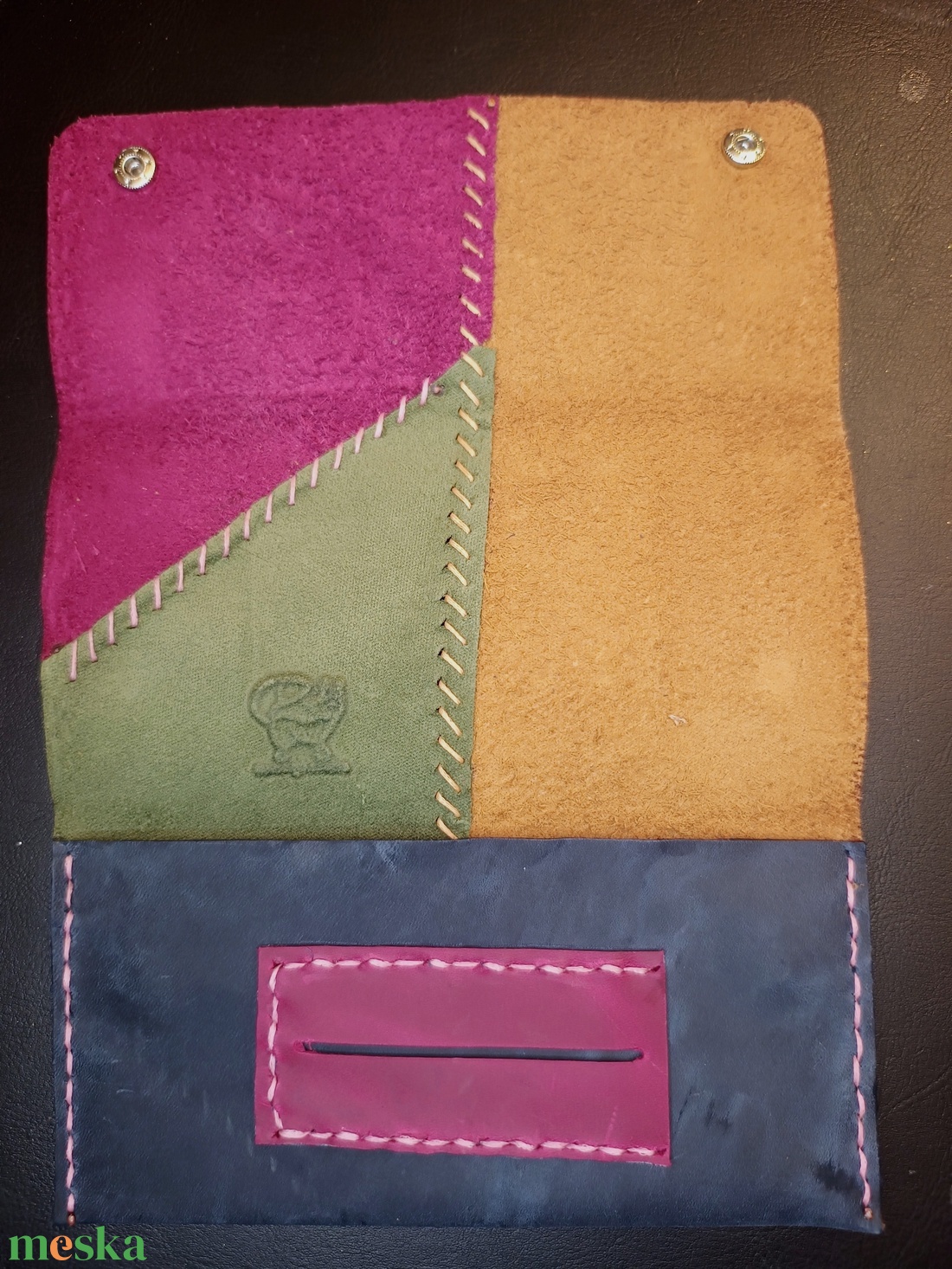 Bohm patchwork bőr dohánytartó cigipapír zsebbel - táska & tok - pénztárca & más tok - dohánytasak & szütyő - Meska.hu