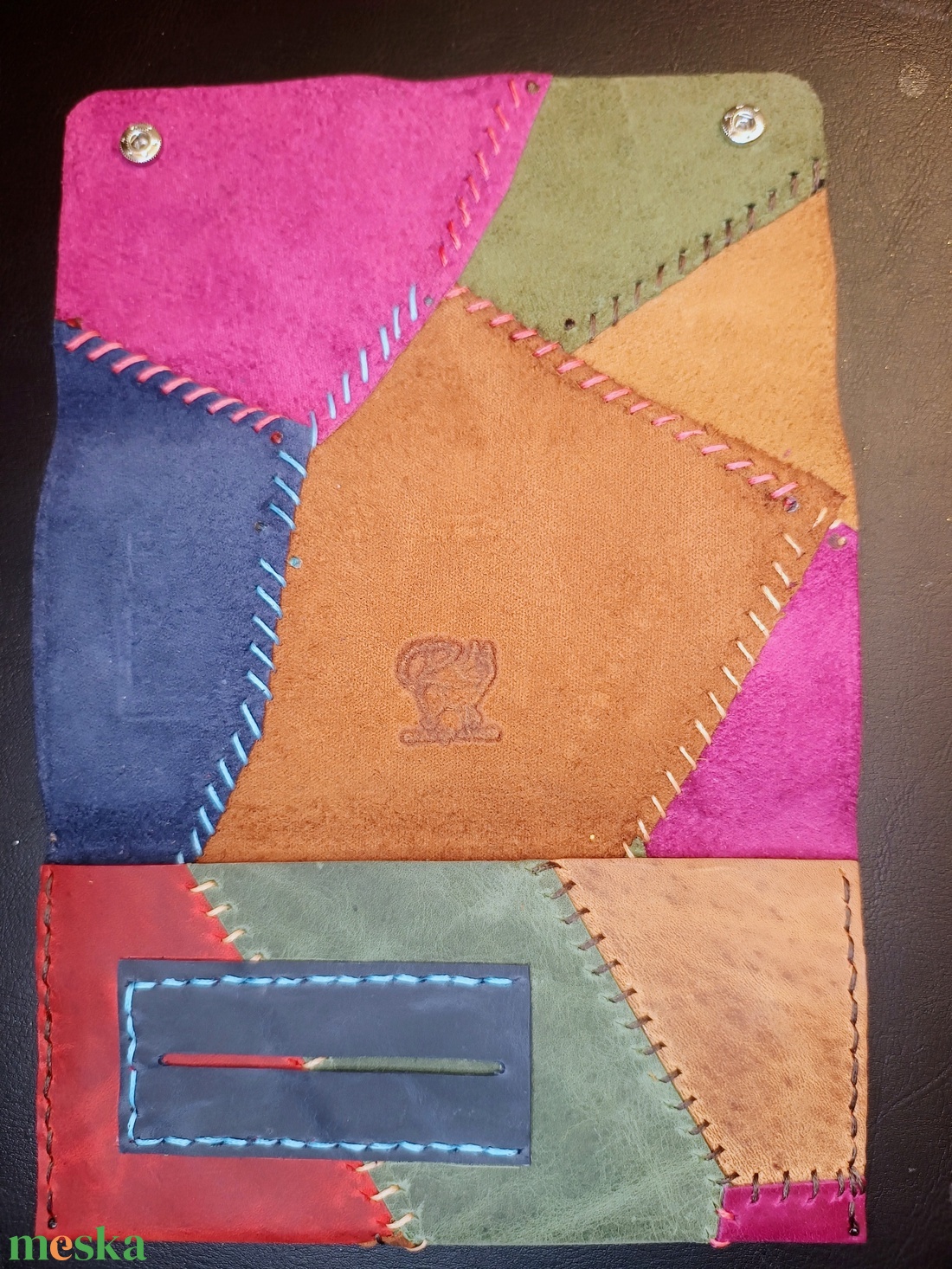 Bohm patchwork bőr dohánytartó cigipapír zsebbel - táska & tok - pénztárca & más tok - dohánytasak & szütyő - Meska.hu