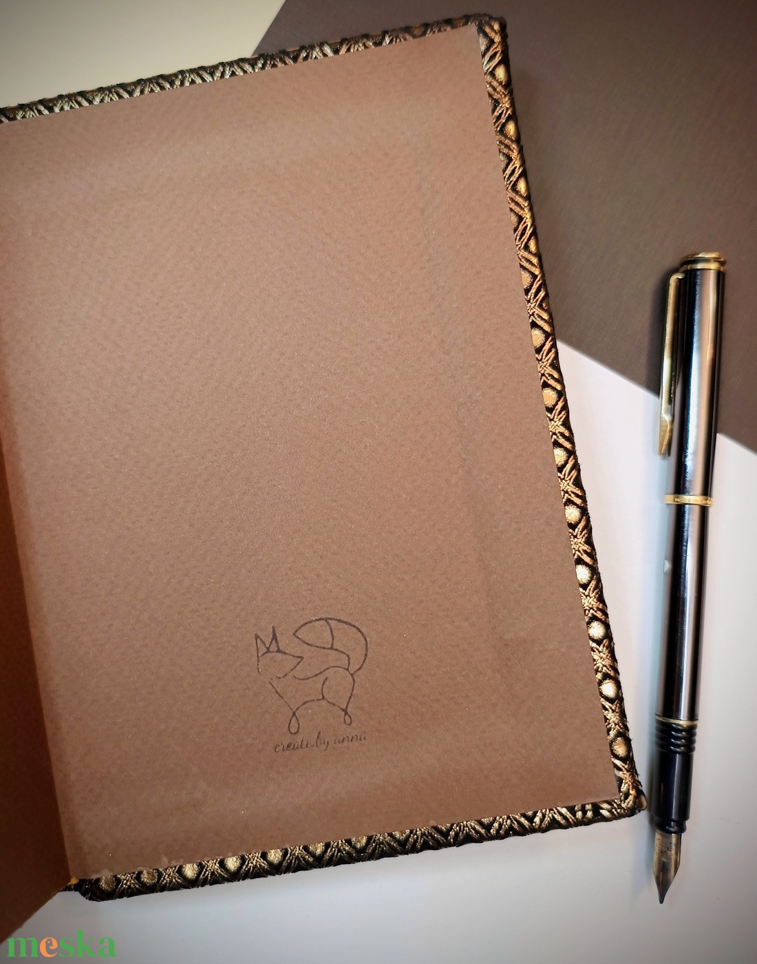 Egyedi bőrkötsű aranymintás napló - otthon & életmód - papír, írószer - jegyzetfüzet & napló - Meska.hu