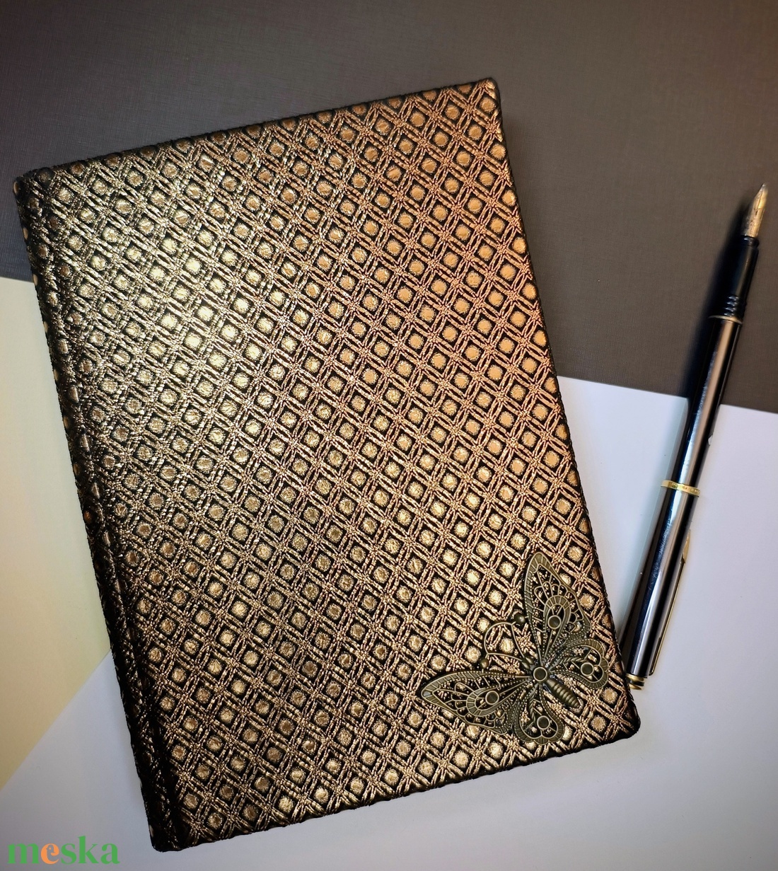 Egyedi bőrkötsű aranymintás napló - otthon & életmód - papír, írószer - jegyzetfüzet & napló - Meska.hu