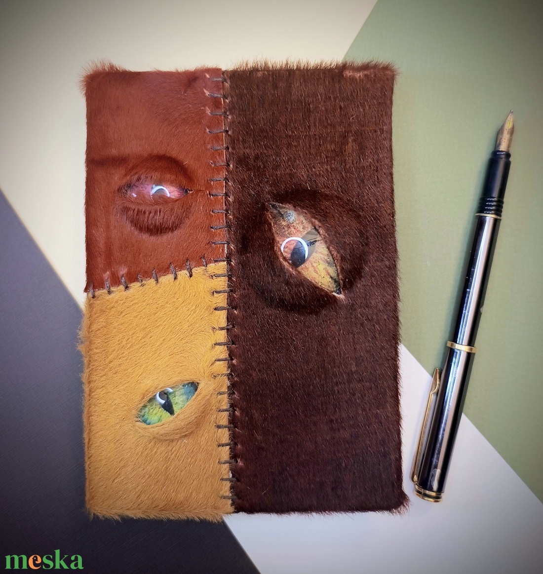 Szemes szőr-bőrkötésű napló A6 - otthon & életmód - papír, írószer - jegyzetfüzet & napló - Meska.hu Szemes szőr-bőrkötésű napló A6 - otthon & életmód - papír, írószer - jegyzetfüzet & napló - Meska.hu