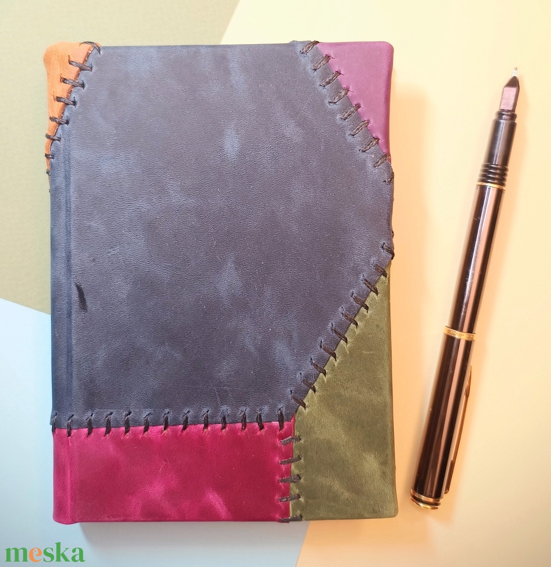 Bohm patchwork bőrkötsű napló A6 - otthon & életmód - papír, írószer - jegyzetfüzet & napló - Meska.hu Bohm patchwork bőrkötsű napló A6 - otthon & életmód - papír, írószer - jegyzetfüzet & napló - Meska.hu