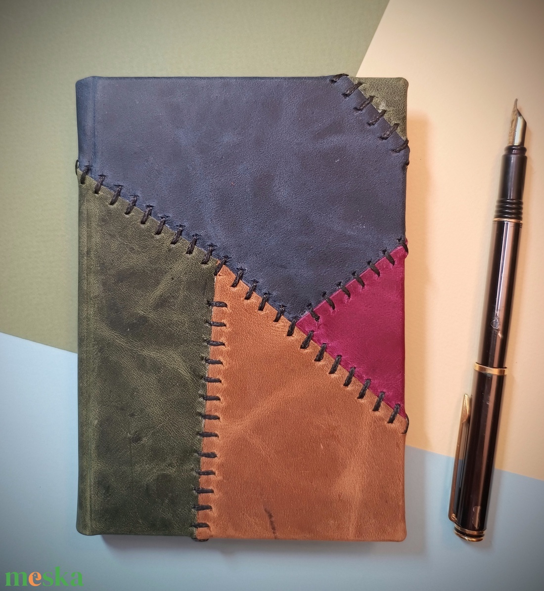 Bohm patchwork bőrkötsű napló A6 - otthon & életmód - papír, írószer - jegyzetfüzet & napló - Meska.hu Bohm patchwork bőrkötsű napló A6 - otthon & életmód - papír, írószer - jegyzetfüzet & napló - Meska.hu