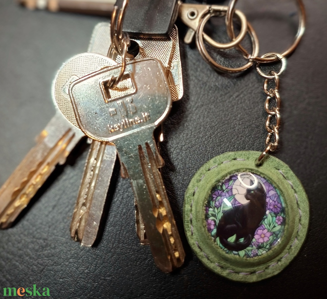 Feketemacskás kulcstartó - táska & tok - kulcstartó & táskadísz - kulcstartó - Meska.hu