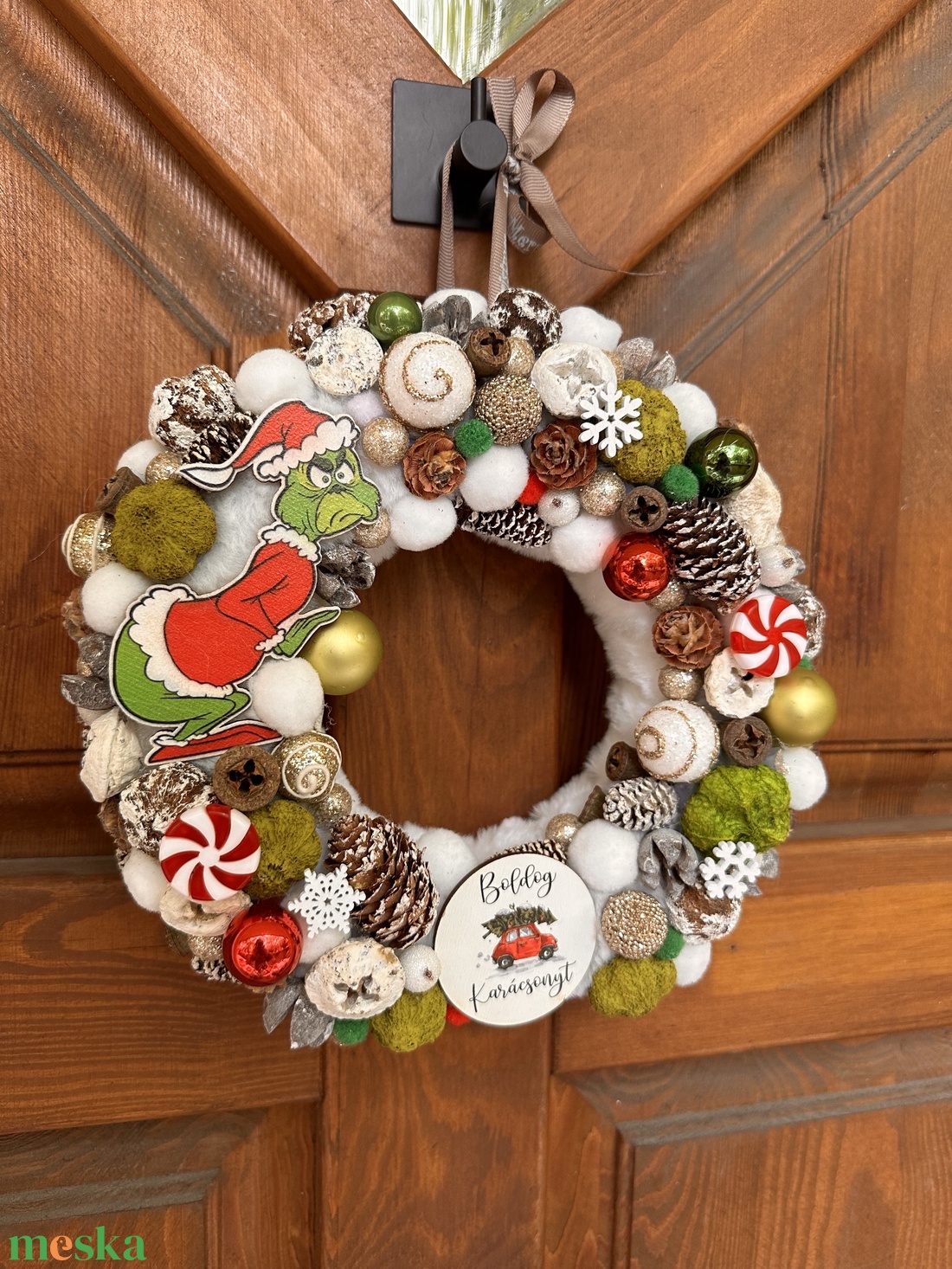 Grincses kopogtató - karácsony - adventi díszek - adventi ajtódísz - Meska.hu