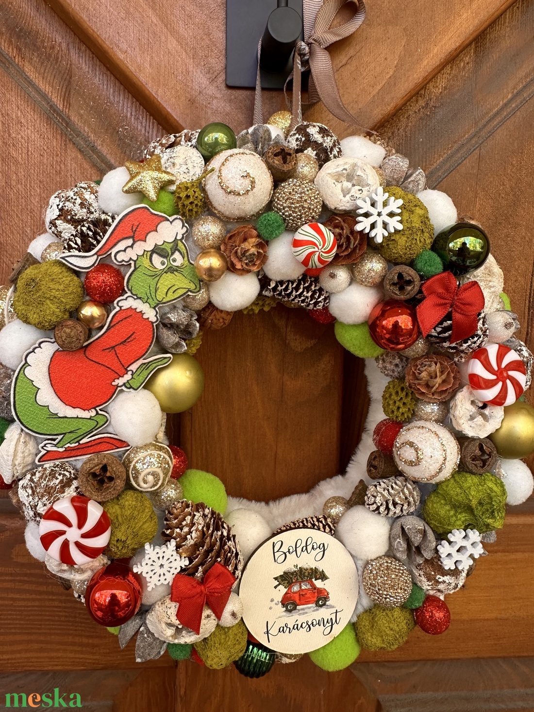 Grincses kopogtató - karácsony - adventi díszek - adventi ajtódísz - Meska.hu