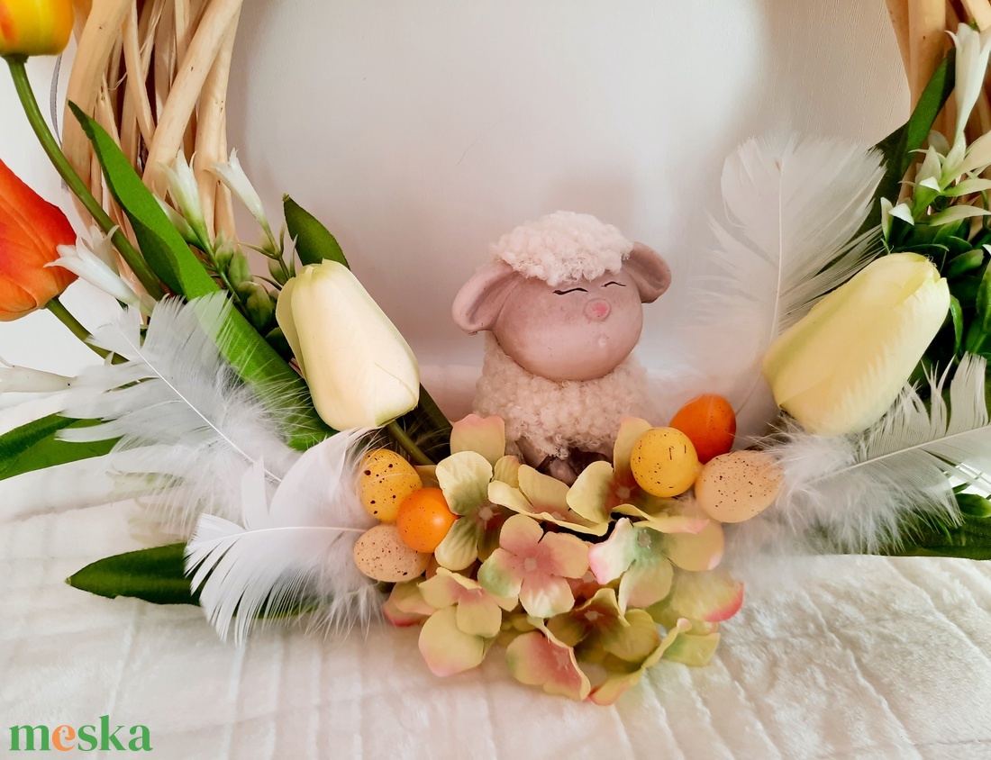 Húsvéti kopogtató báránykával - otthon & életmód - dekoráció - ajtó- és ablak dekoráció - ajtódísz & kopogtató - Meska.hu