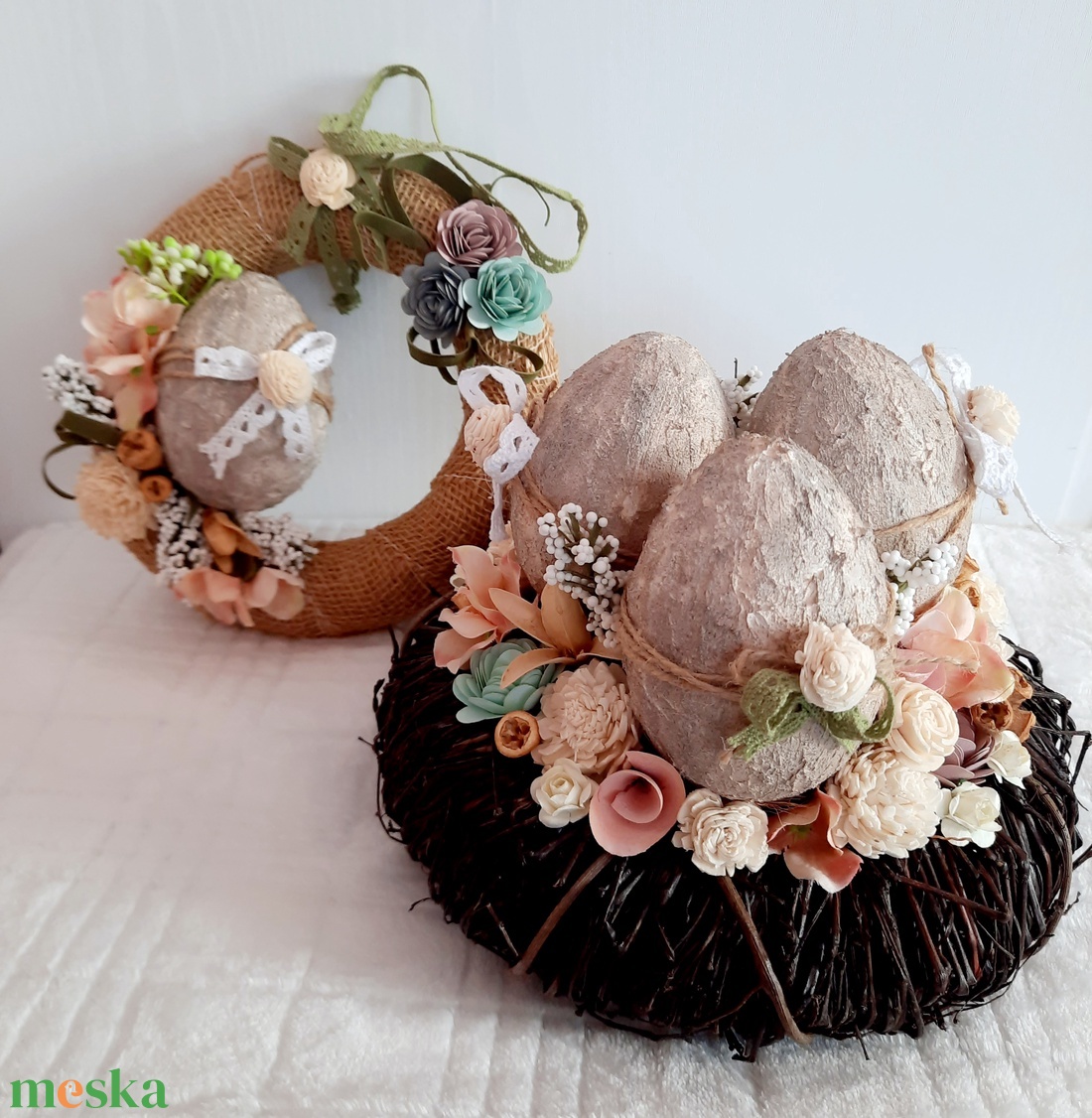 Húsvéti szett kőtojásokkal - otthon & életmód - dekoráció - asztal és polc dekoráció - asztaldísz - Meska.hu