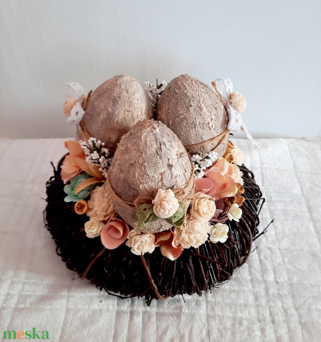 Húsvéti szett kőtojásokkal - otthon & életmód - dekoráció - asztal és polc dekoráció - asztaldísz - Meska.hu