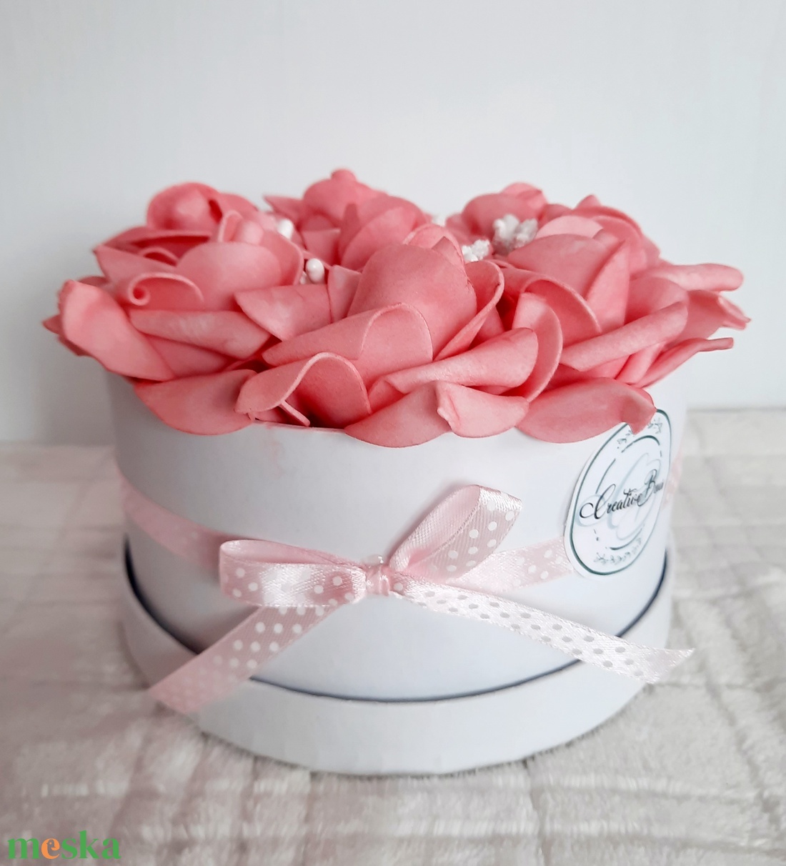 Rózsabox fehér dobozban - otthon & életmód - dekoráció - Meska.hu