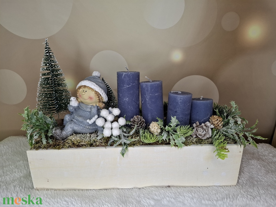 Adventi asztaldísz manóval - karácsony - karácsonyi lakásdekoráció - karácsonyi lakásdíszek - Meska.hu