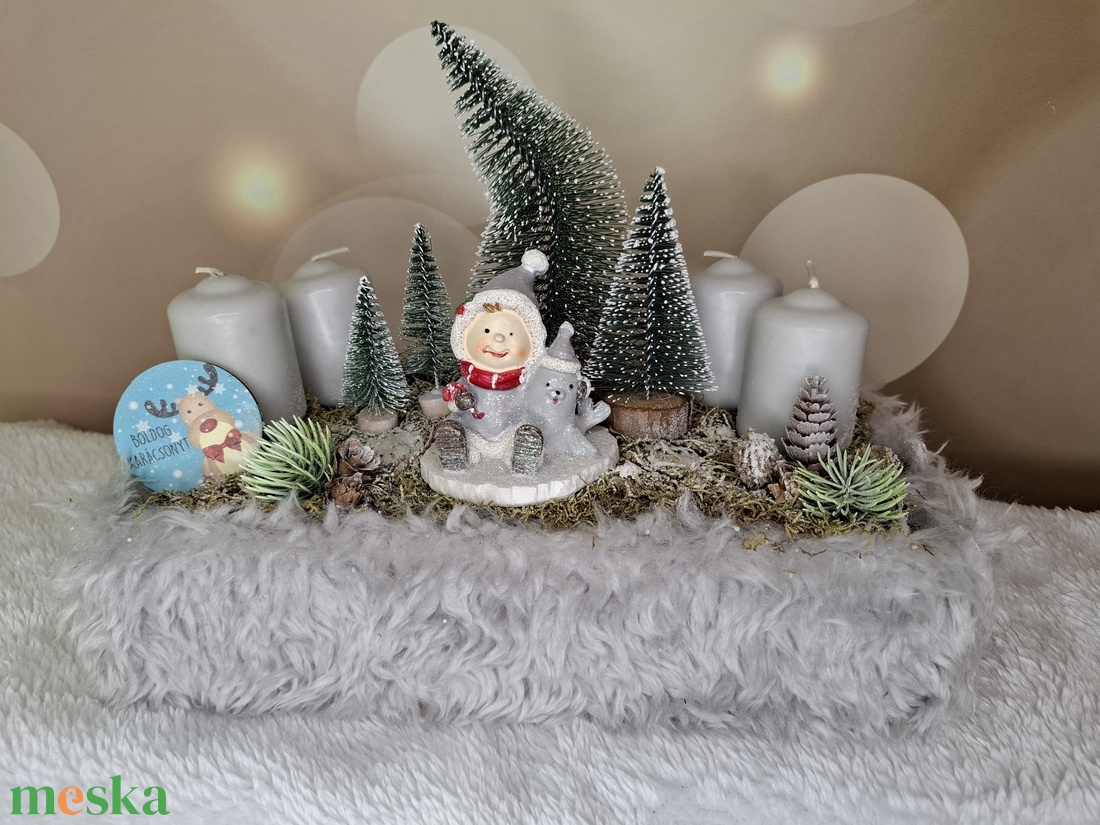 Adventi asztaldísz manóval - karácsony - karácsonyi lakásdekoráció - karácsonyi lakásdíszek - Meska.hu