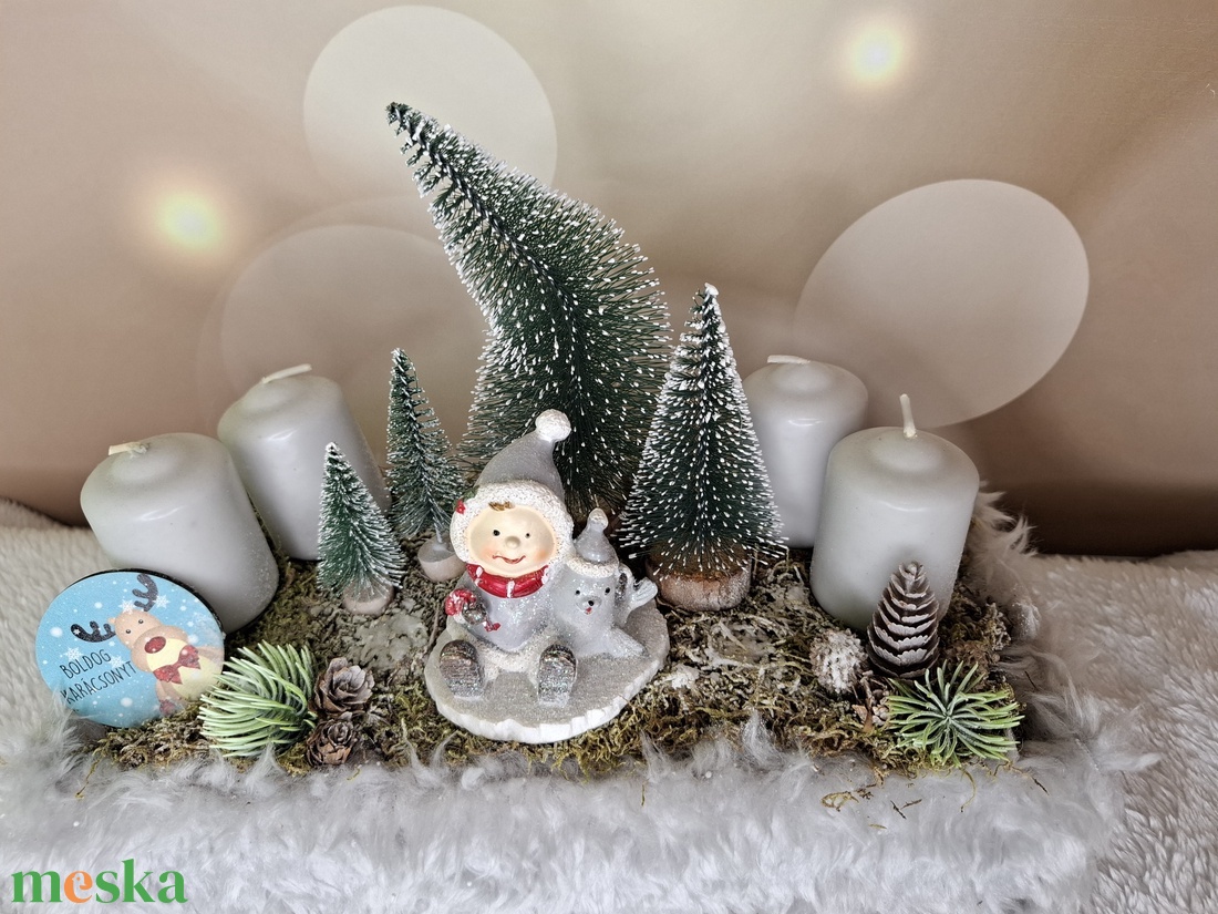Adventi asztaldísz manóval - karácsony - karácsonyi lakásdekoráció - karácsonyi lakásdíszek - Meska.hu