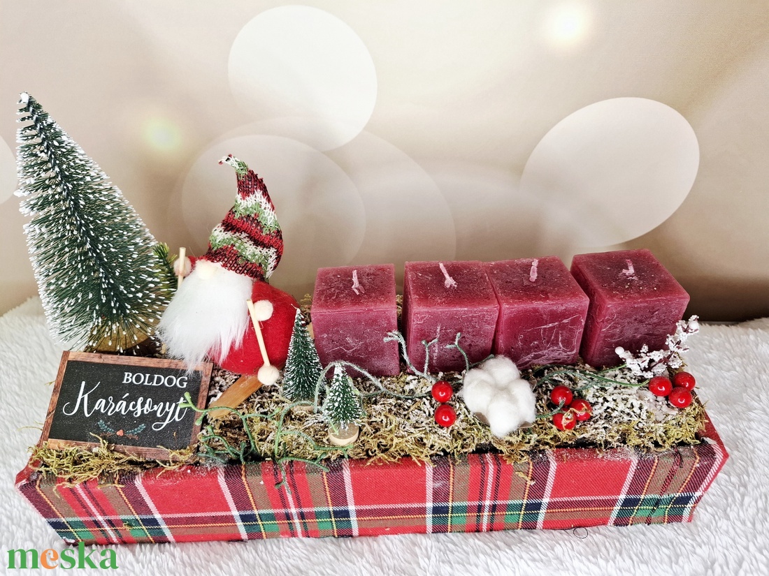 Adventi asztaldísz manóval - karácsony - karácsonyi lakásdekoráció - karácsonyi lakásdíszek - Meska.hu