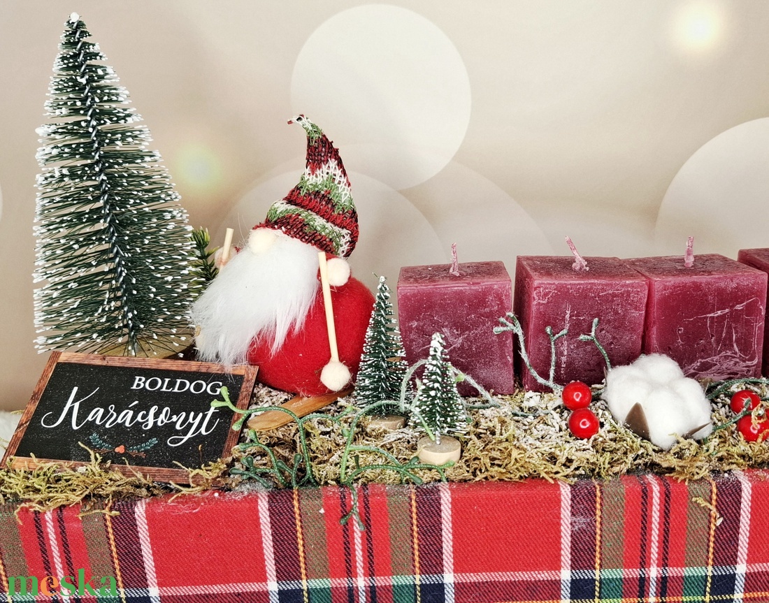 Adventi asztaldísz manóval - karácsony - karácsonyi lakásdekoráció - karácsonyi lakásdíszek - Meska.hu