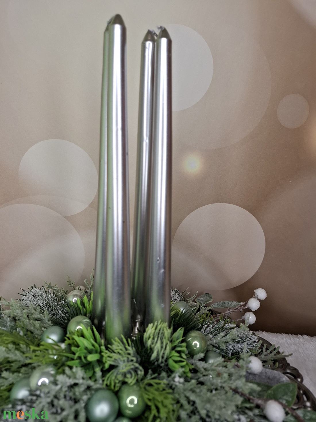 Adventi koszorú hosszú gyertyával - karácsony - karácsonyi lakásdekoráció - karácsonyi lakásdíszek - Meska.hu