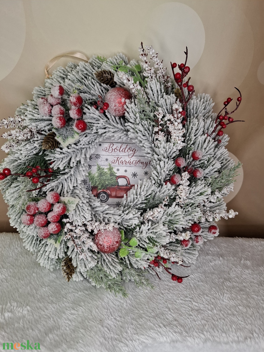 Adventi kopogtató Hello tél - karácsony - karácsonyi lakásdekoráció - karácsonyi ajtódíszek - Meska.hu