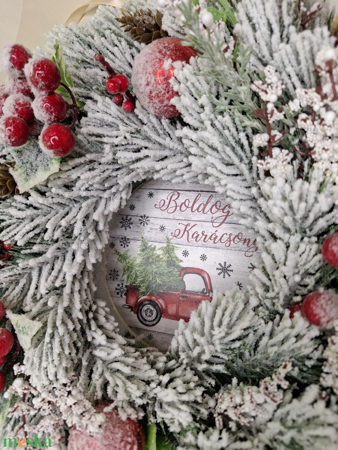 Adventi kopogtató Hello tél - karácsony - karácsonyi lakásdekoráció - karácsonyi ajtódíszek - Meska.hu