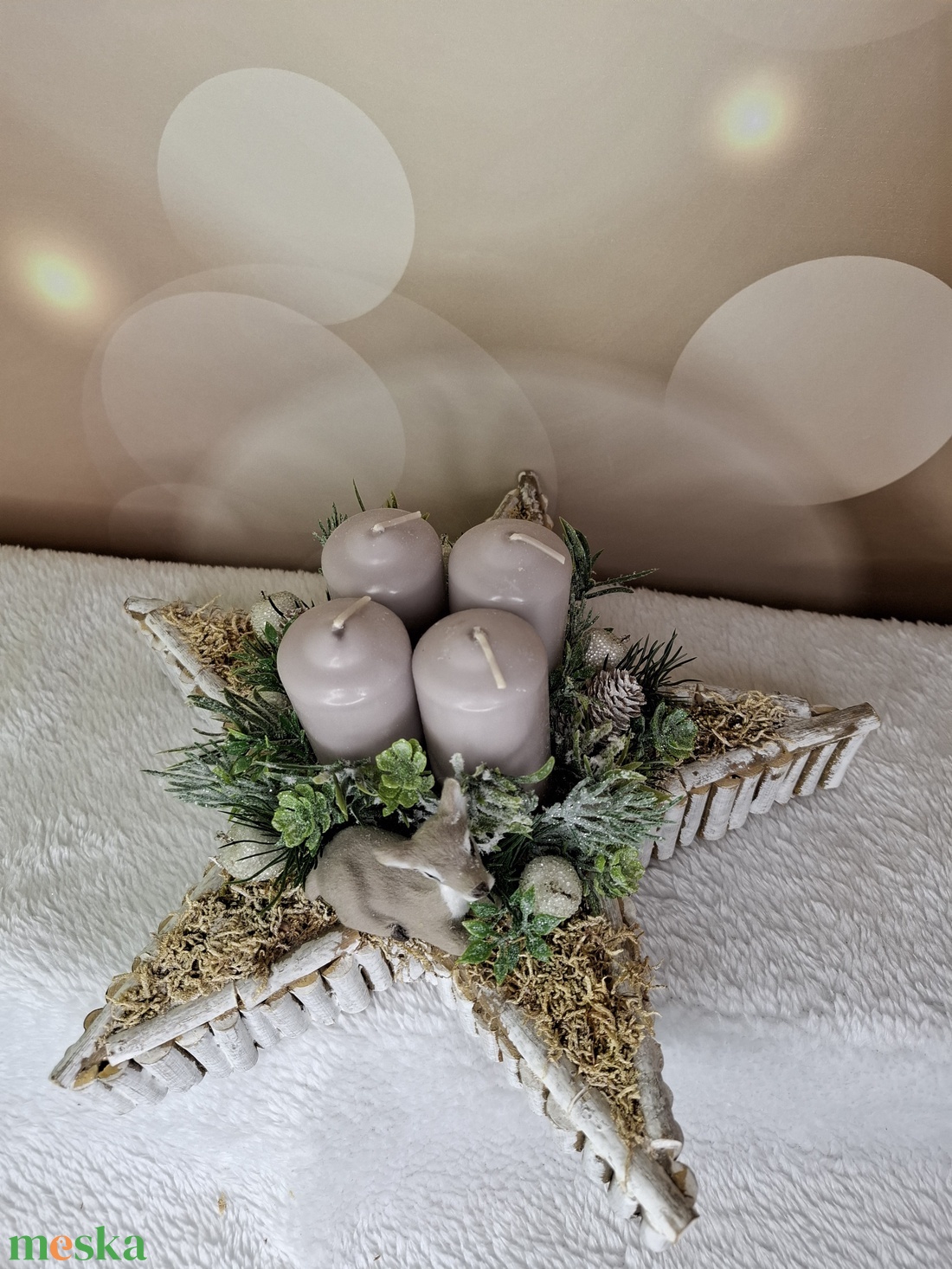 Adventi koszorú őzikével - karácsony - karácsonyi lakásdekoráció - karácsonyi lakásdíszek - Meska.hu