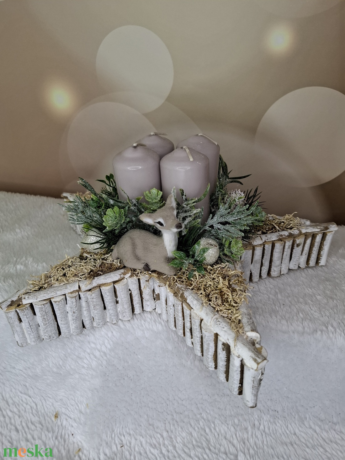Adventi koszorú őzikével - karácsony - karácsonyi lakásdekoráció - karácsonyi lakásdíszek - Meska.hu