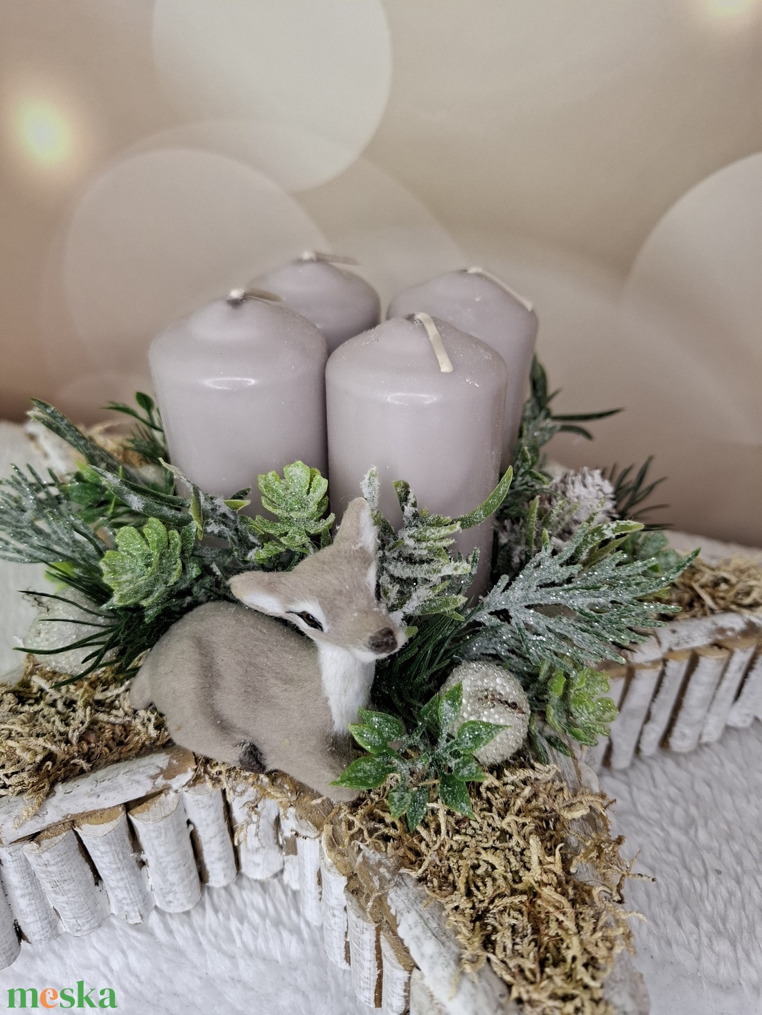 Adventi koszorú őzikével - karácsony - karácsonyi lakásdekoráció - karácsonyi lakásdíszek - Meska.hu