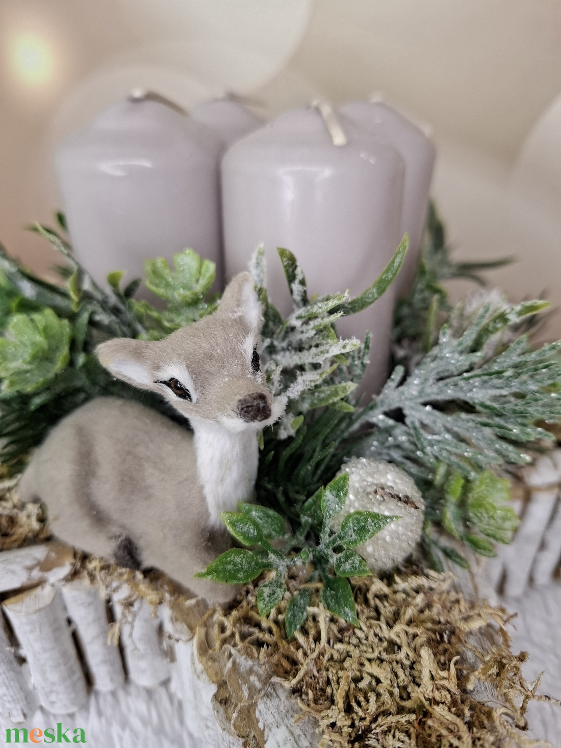 Adventi koszorú őzikével - karácsony - karácsonyi lakásdekoráció - karácsonyi lakásdíszek - Meska.hu