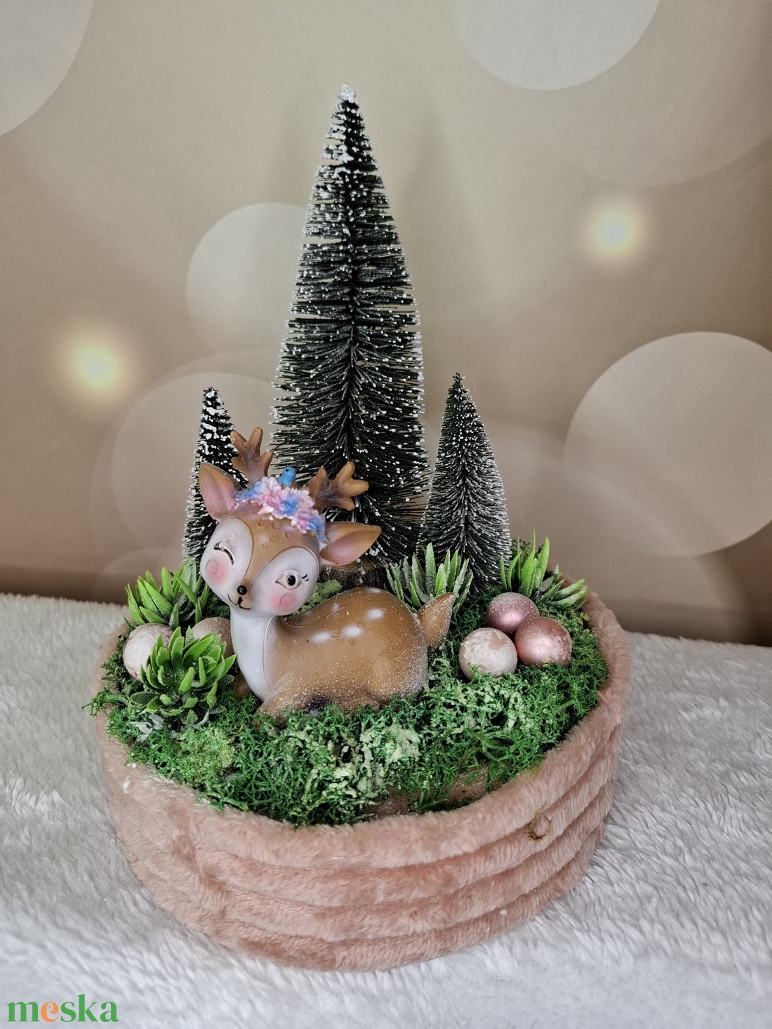 Adventi koszorú őzikével - karácsony - karácsonyi lakásdekoráció - karácsonyi lakásdíszek - Meska.hu