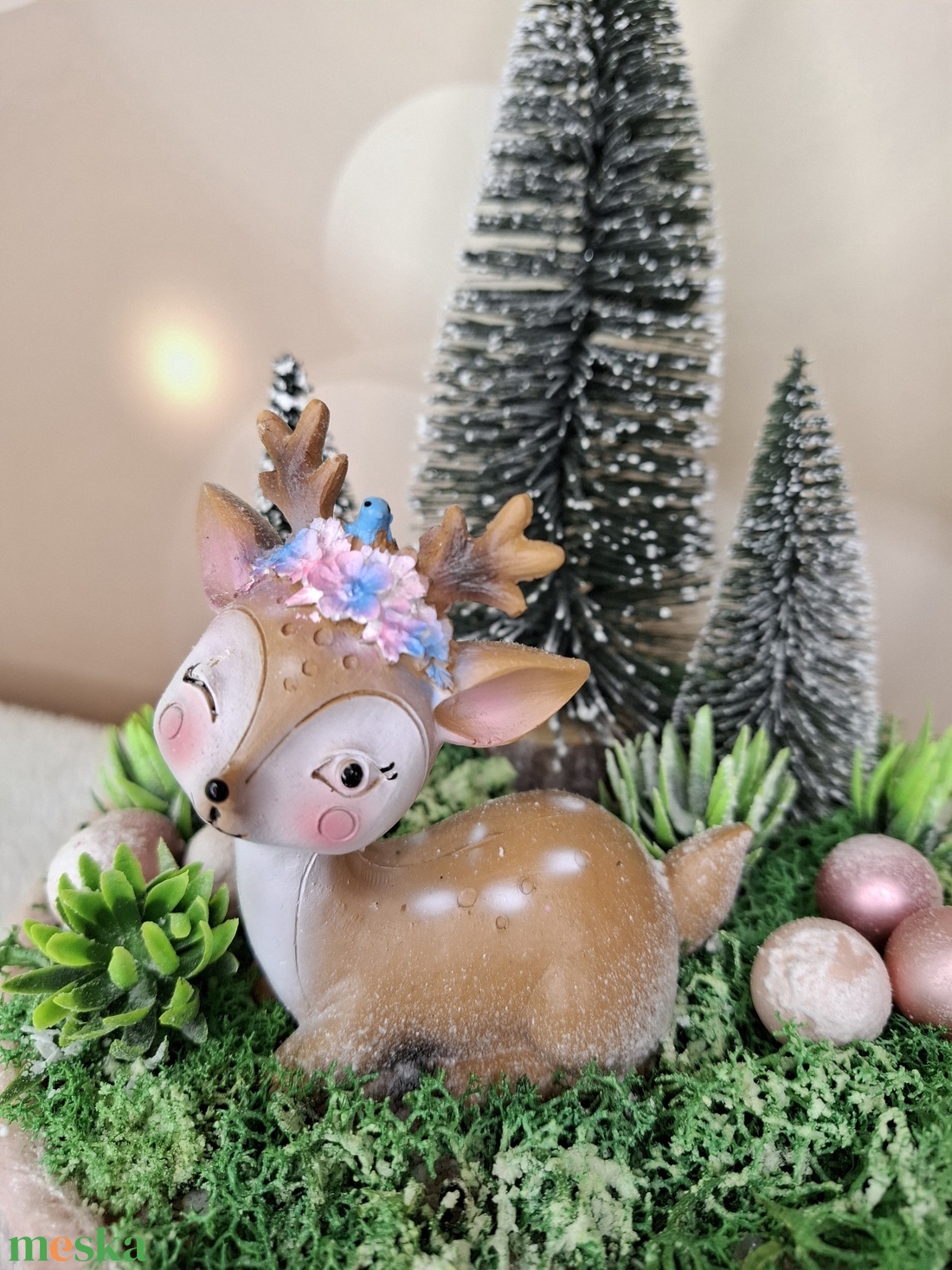 Adventi koszorú őzikével - karácsony - karácsonyi lakásdekoráció - karácsonyi lakásdíszek - Meska.hu