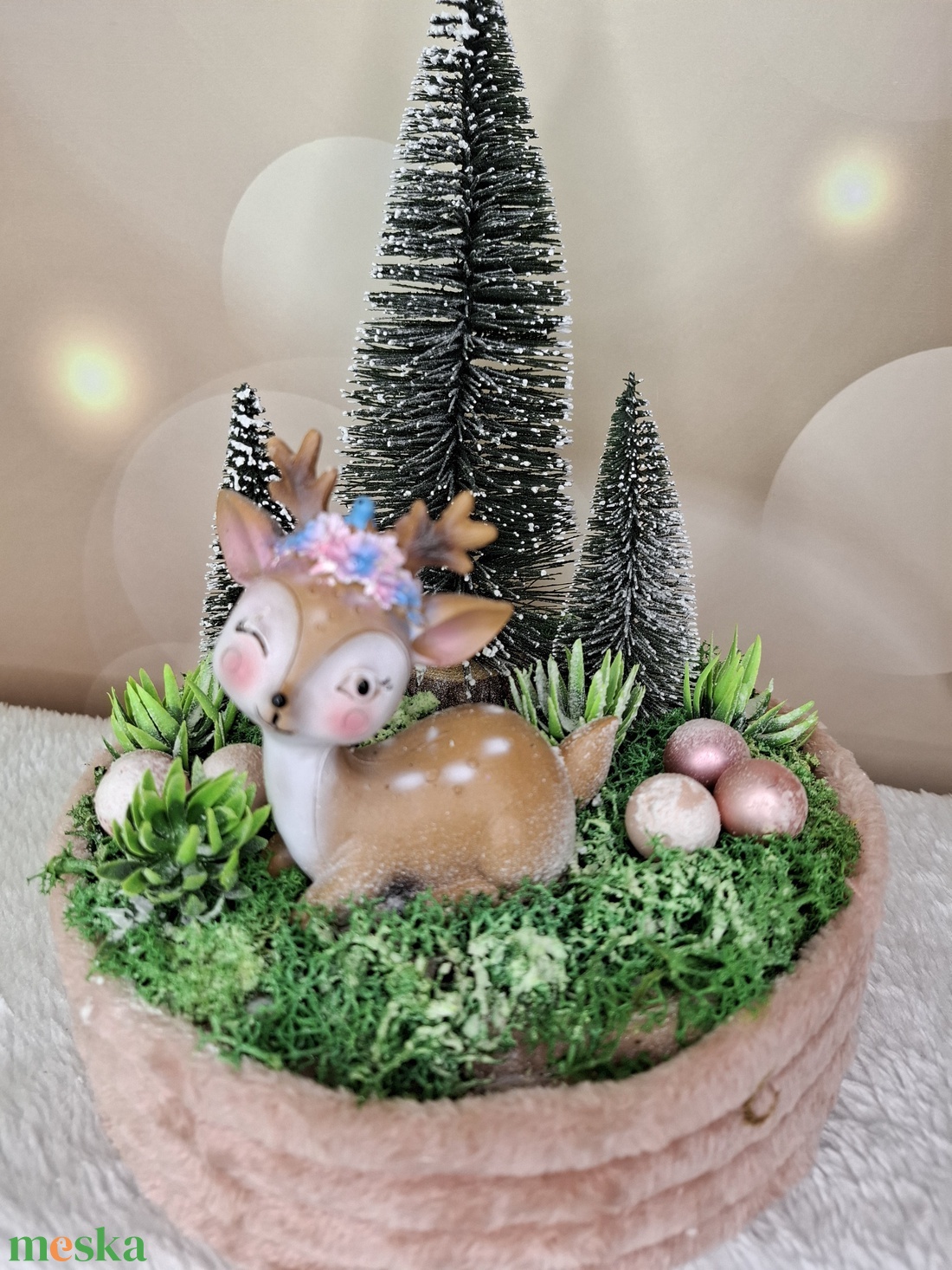 Adventi koszorú őzikével - karácsony - karácsonyi lakásdekoráció - karácsonyi lakásdíszek - Meska.hu