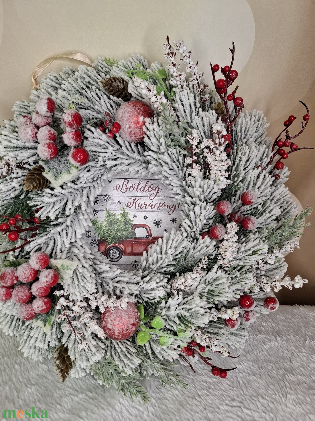 Adventi kopogtató autós - karácsony - karácsonyi lakásdekoráció - karácsonyi ajtódíszek - Meska.hu