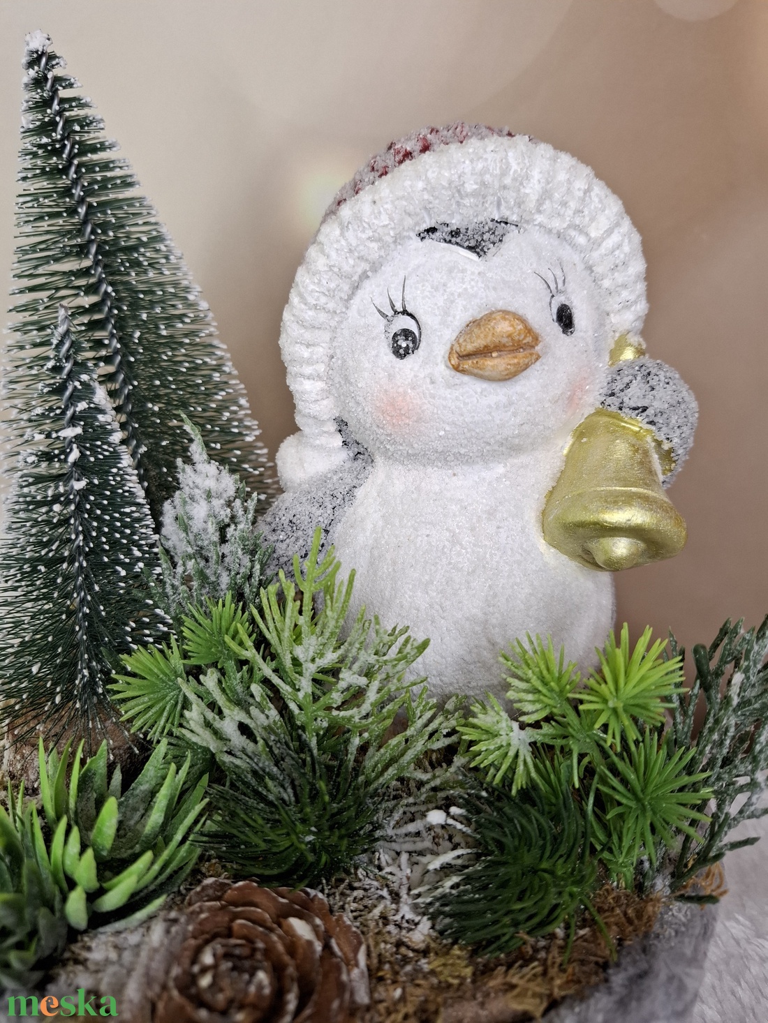 Adventi asztaldísz pingvinnel - karácsony - karácsonyi lakásdekoráció - karácsonyi lakásdíszek - Meska.hu