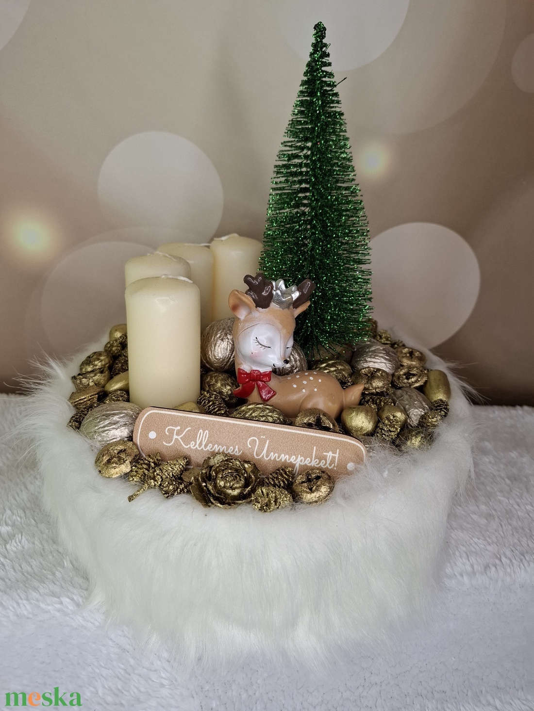 Adventi koszorú őzikével - karácsony - karácsonyi lakásdekoráció - karácsonyi lakásdíszek - Meska.hu