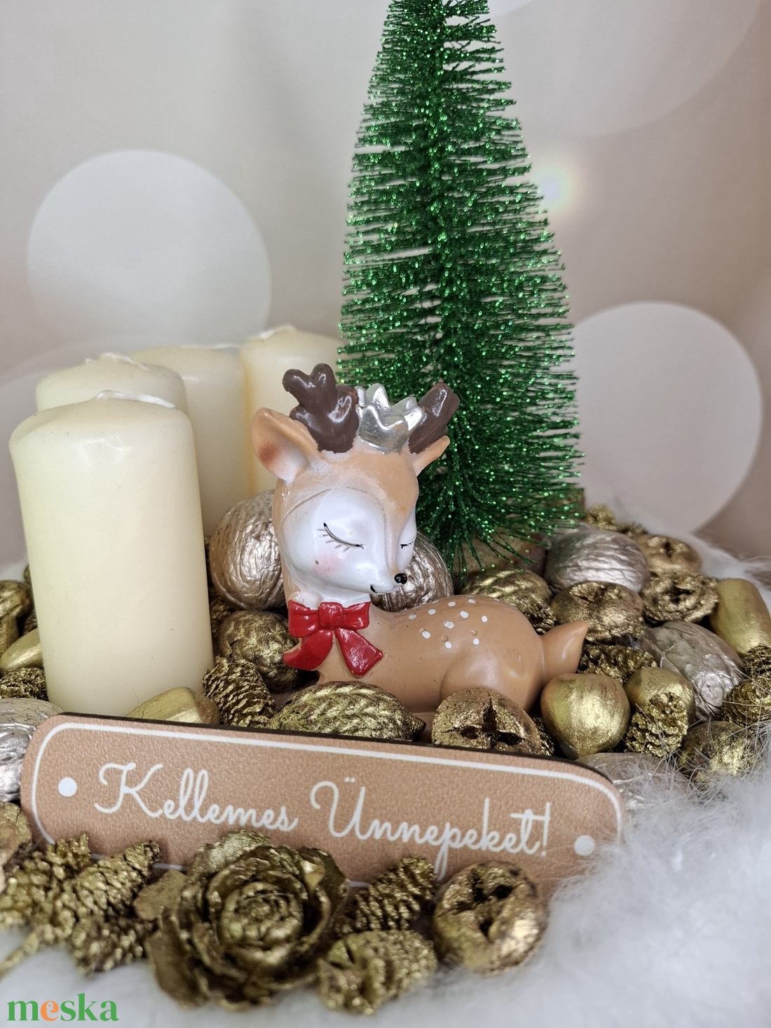 Adventi koszorú őzikével - karácsony - karácsonyi lakásdekoráció - karácsonyi lakásdíszek - Meska.hu