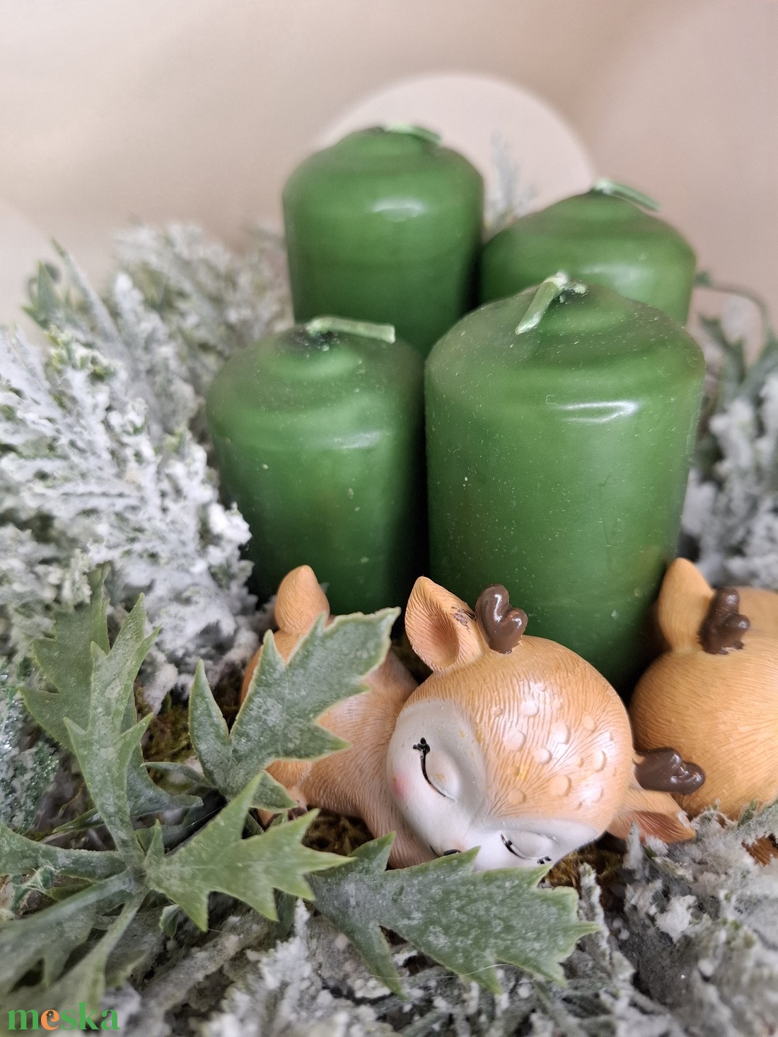 Adventi koszorú őzikével - karácsony - karácsonyi lakásdekoráció - karácsonyi lakásdíszek - Meska.hu