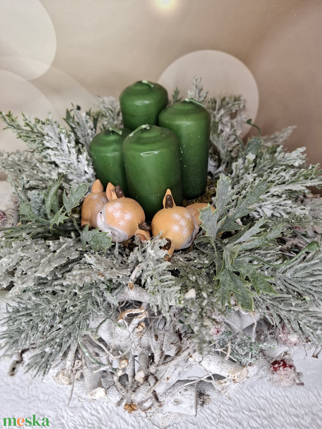 Adventi koszorú őzikével - karácsony - karácsonyi lakásdekoráció - karácsonyi lakásdíszek - Meska.hu