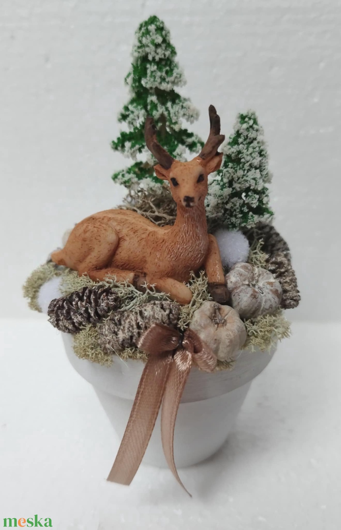 Szarvasos díszecske - karácsony - karácsonyi lakásdekoráció - ünnepi asztaldekoráció - Meska.hu