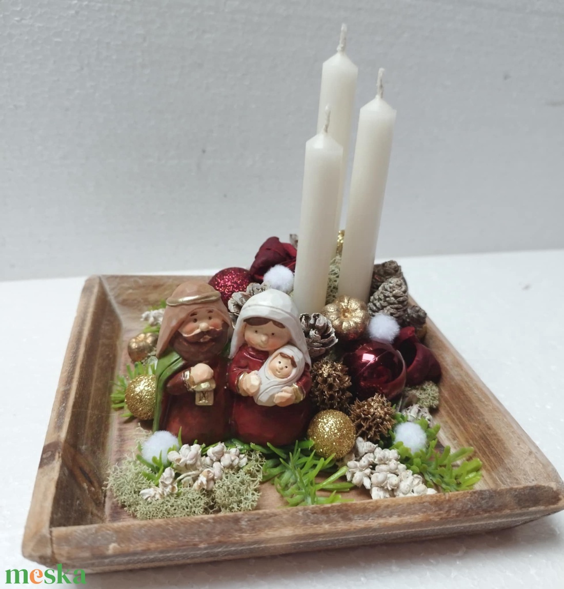 Betlehemi gyertyás asztaldísz - karácsony - karácsonyi lakásdekoráció - ünnepi asztaldekoráció - Meska.hu