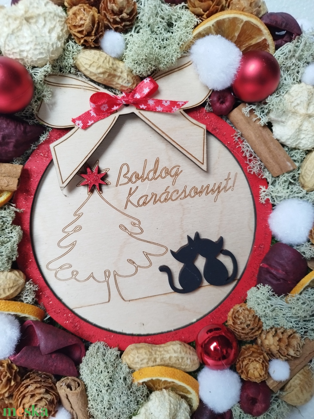 Cica kedvelőknek kopogtató piros - otthon & életmód - dekoráció - ajtó- és ablak dekoráció - ajtódísz & kopogtató - Meska.hu