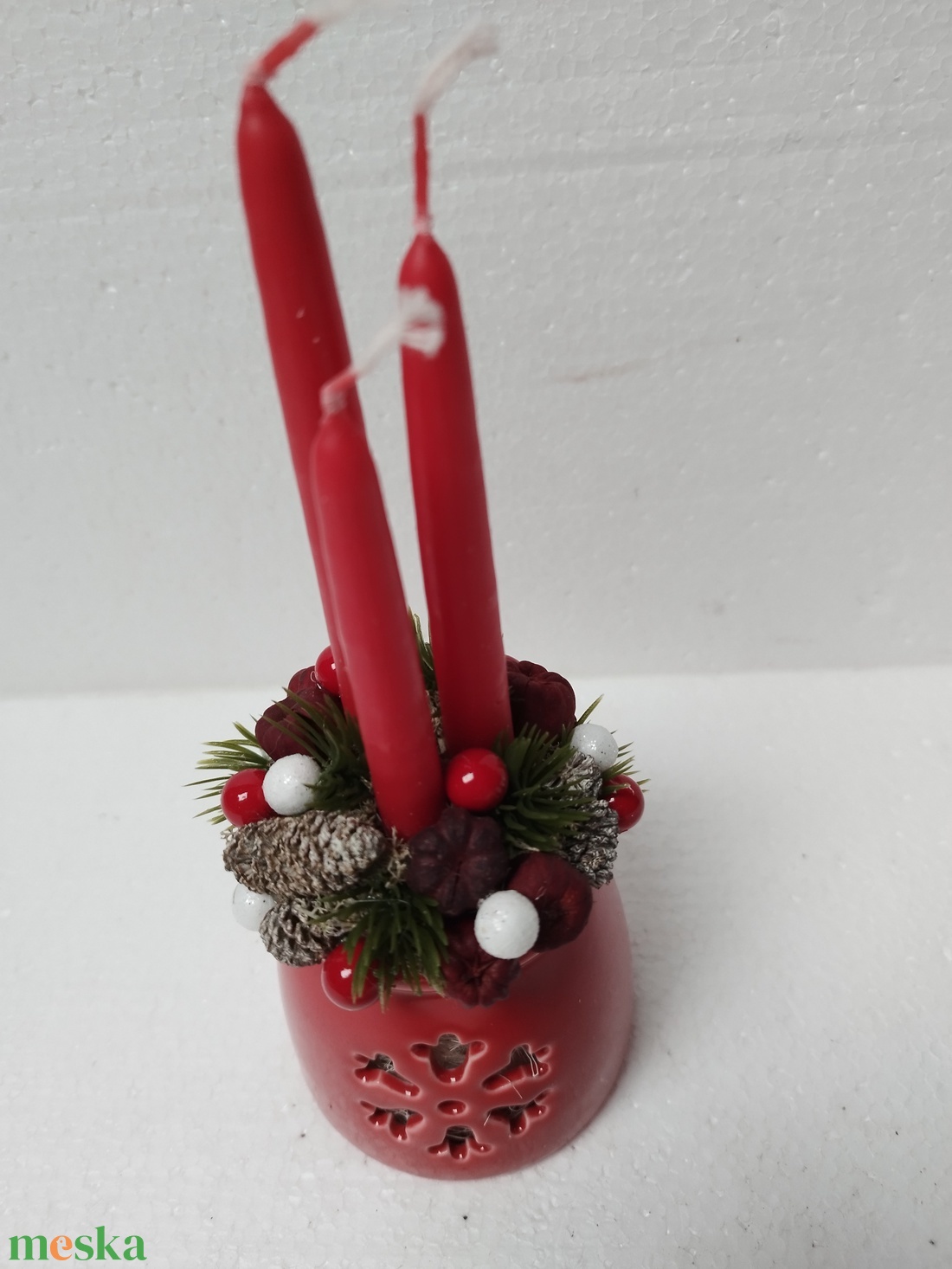 Karácsonyi dísz gyertyával - karácsony - karácsonyi lakásdekoráció - karácsonyi lakásdíszek - Meska.hu