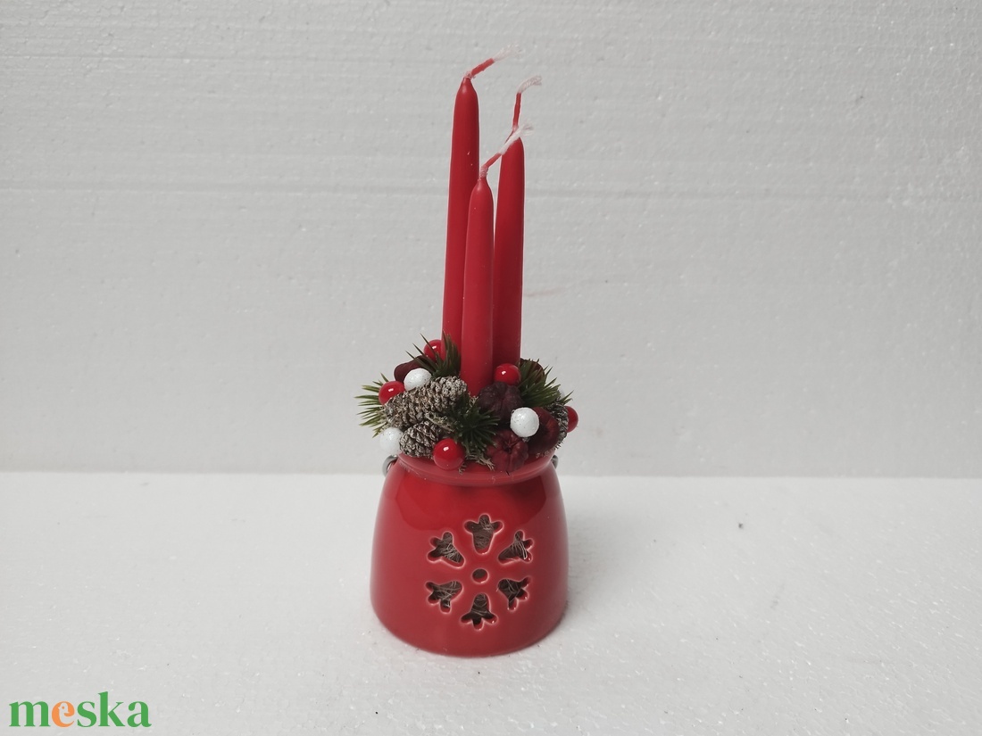 Karácsonyi dísz gyertyával - karácsony - karácsonyi lakásdekoráció - karácsonyi lakásdíszek - Meska.hu