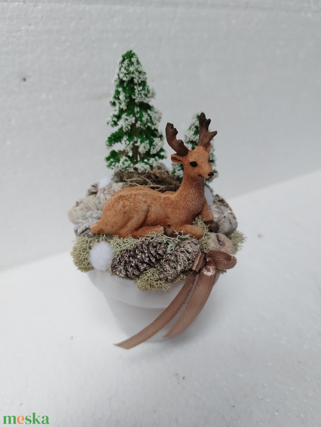 Szarvasos díszecske - karácsony - karácsonyi lakásdekoráció - ünnepi asztaldekoráció - Meska.hu