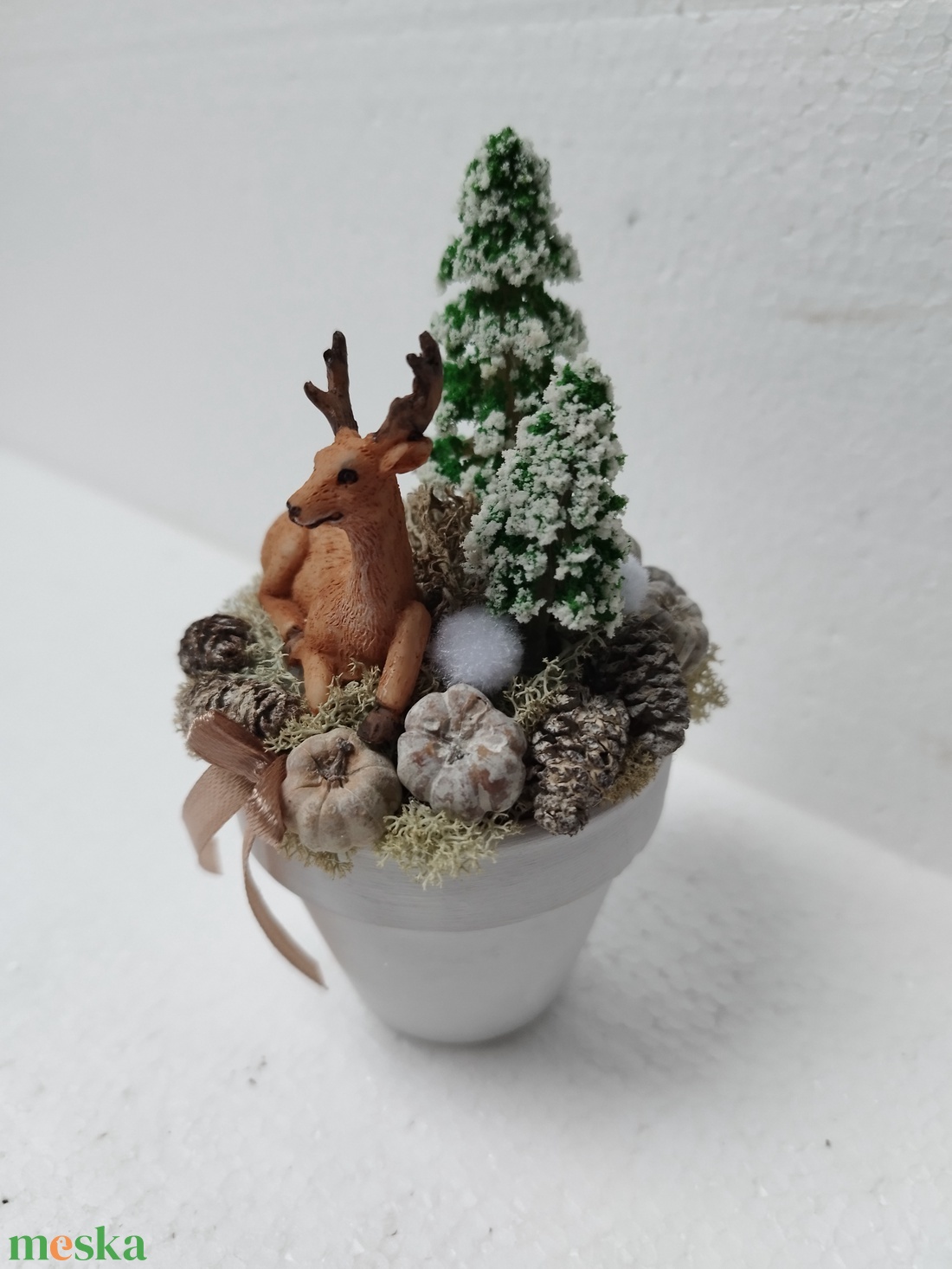 Szarvasos díszecske - karácsony - karácsonyi lakásdekoráció - ünnepi asztaldekoráció - Meska.hu