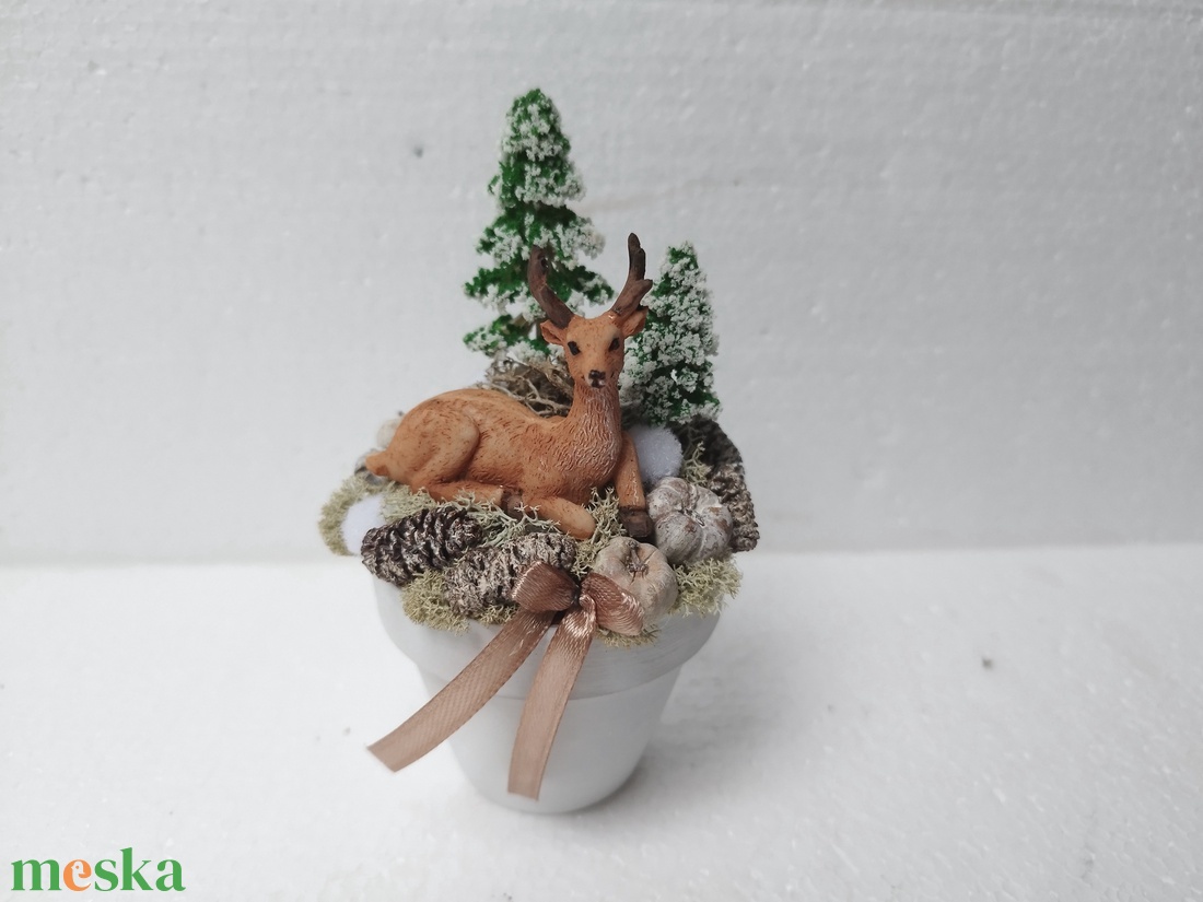 Szarvasos díszecske - karácsony - karácsonyi lakásdekoráció - ünnepi asztaldekoráció - Meska.hu