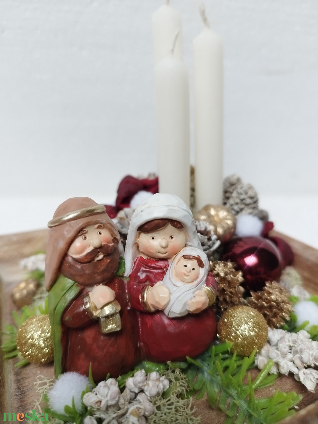 Betlehemi gyertyás asztaldísz - karácsony - karácsonyi lakásdekoráció - ünnepi asztaldekoráció - Meska.hu
