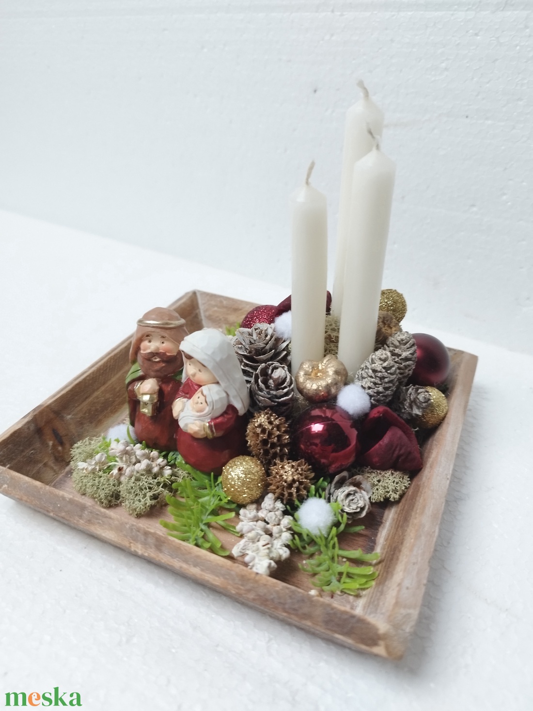 Betlehemi gyertyás asztaldísz - karácsony - karácsonyi lakásdekoráció - ünnepi asztaldekoráció - Meska.hu